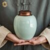 Hũ trà men ngọc xanh dương (HT16)