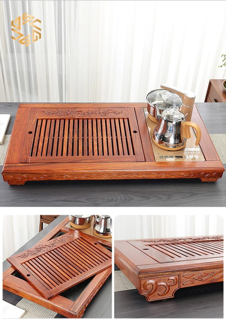 Mẫu bàn trà điện gỗ hương thiết kế sang trọng, tiện nghi