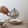 Ấm trà bạc chế tác thủ công tinh xảo ATB133